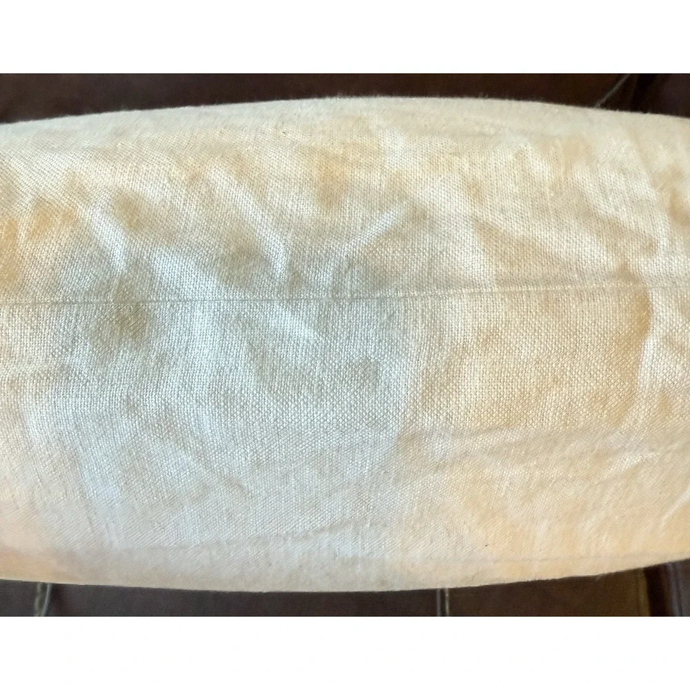 Modern‎ Linen Floral Pillow 20x20 Mustard Yellow Black Print w/ Feather Insert